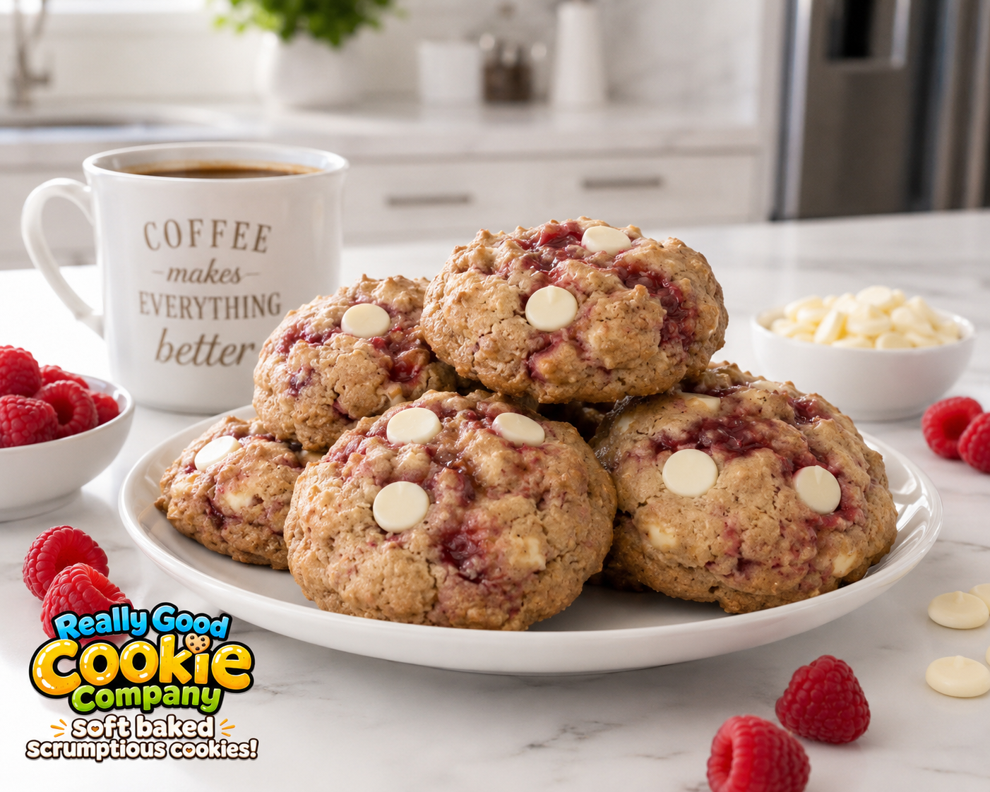 Raspberry White Mocha Cookies