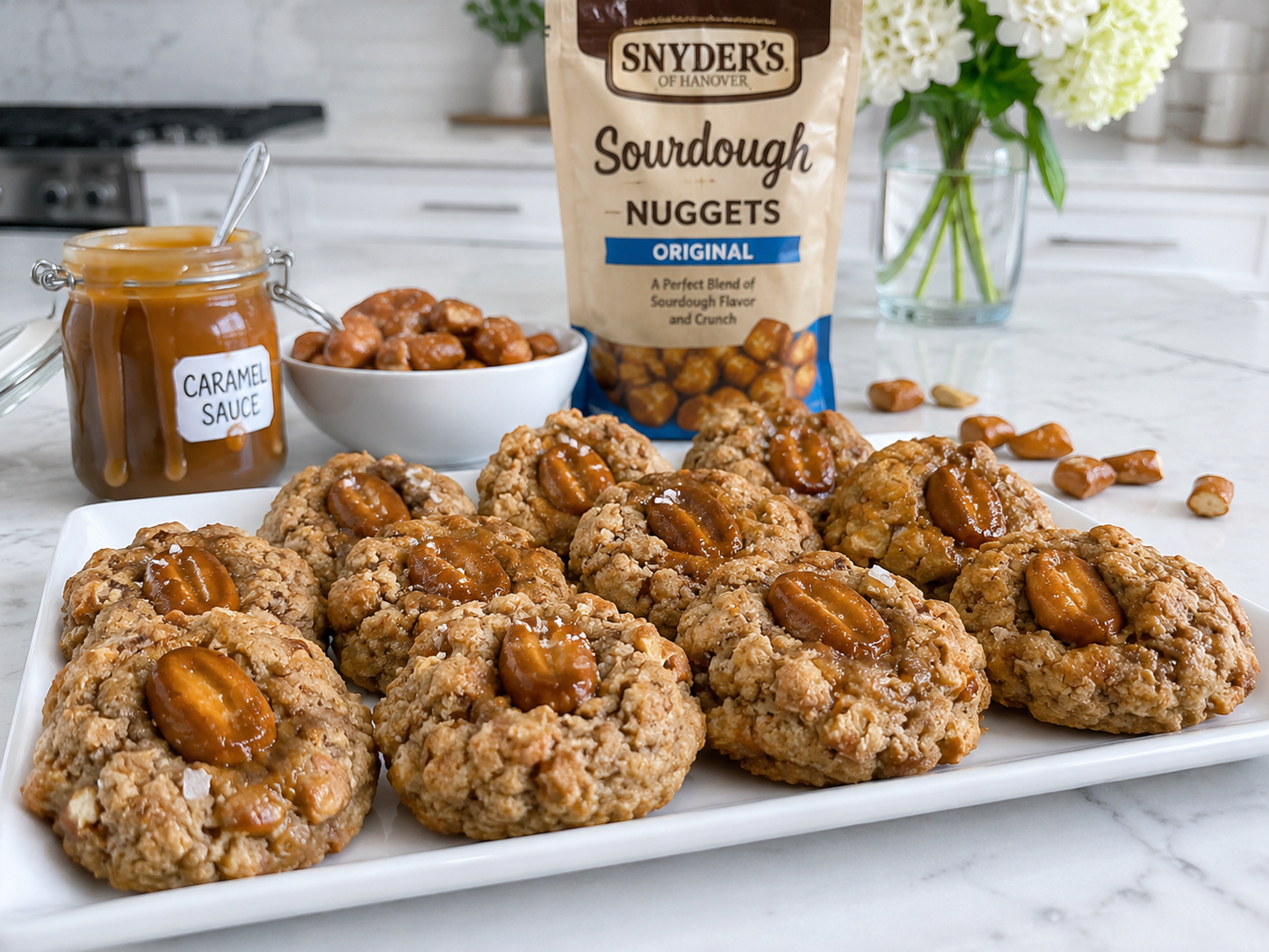 Salted Caramel Sourdough Pretzel Cookies