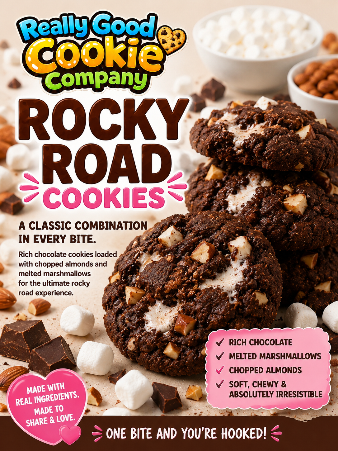 Half Dozen (6) Rocky Road Cookies