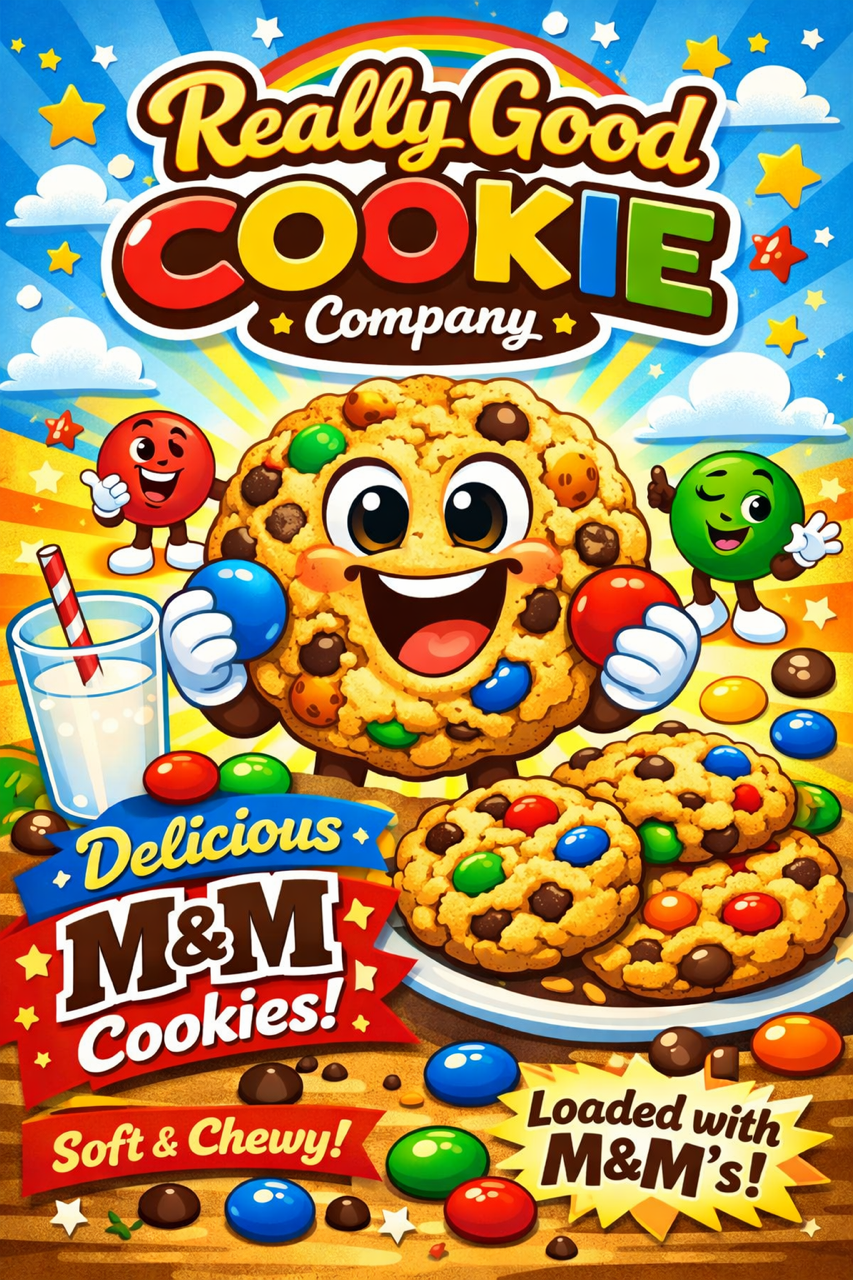 Half Dozen (6) M&M Candy Cookies