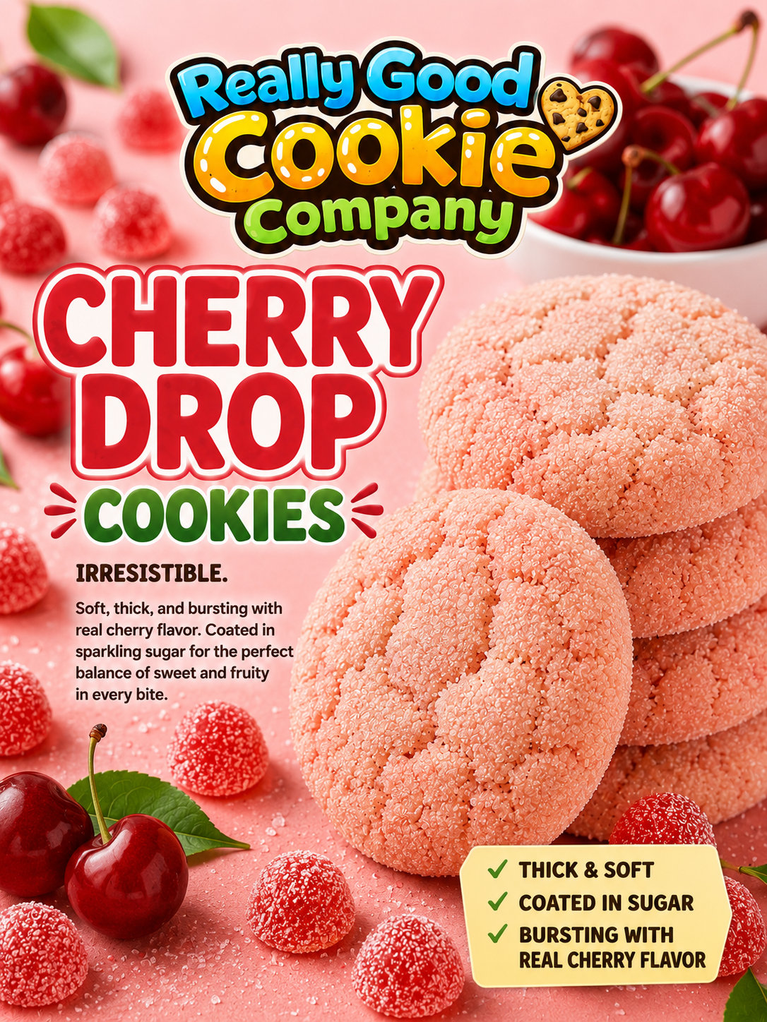 Half Dozen (6) Cherry Drop Cookies